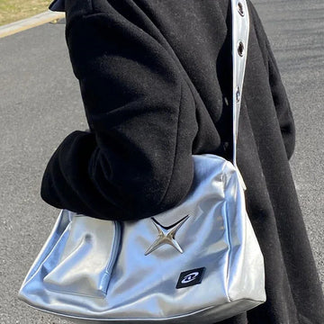 Qfdian Girls Crossbody Tote Bags Women High-capacity Grunge Y2k Aesthetic Shoulder Bag Vintage Simple Fashion Casual Handbags All Match